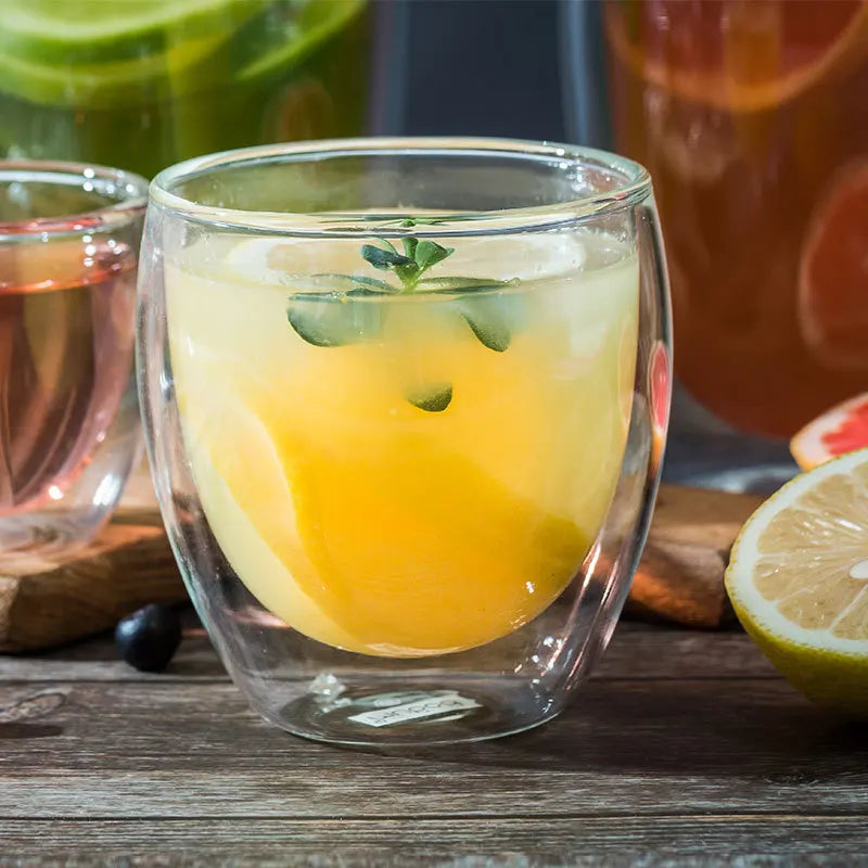 2-18PCS Double Wall High Borosilicate Glass Mugs – Heat Resistant Tea, Coffee, Milk, and Juice Cups, Creative Bar Drinkware Gift Set