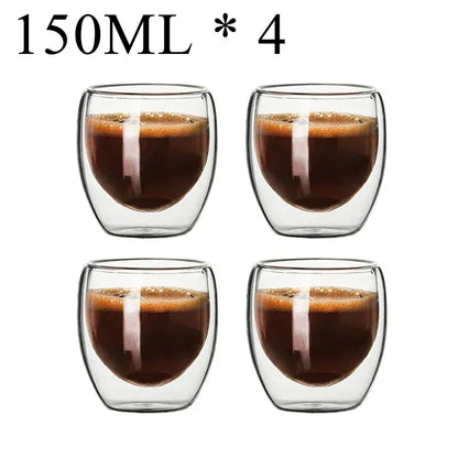 2-18PCS Double Wall High Borosilicate Glass Mugs – Heat Resistant Tea, Coffee, Milk, and Juice Cups, Creative Bar Drinkware Gift Set