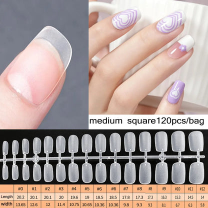120PCS Matte Press-On Nail Tips – Soft Full-Cover Oval Almond False Nails for DIY Manicure