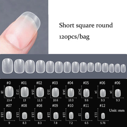 120PCS Matte Press-On Nail Tips – Soft Full-Cover Oval Almond False Nails for DIY Manicure